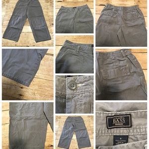Gray Cotton Capri Pants Big Pockets Button Fly